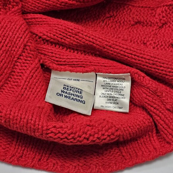 VINTAGE Old Navy Women Small Wool Cotton Red Sweater Knit Pullover - Picture 5 of 5